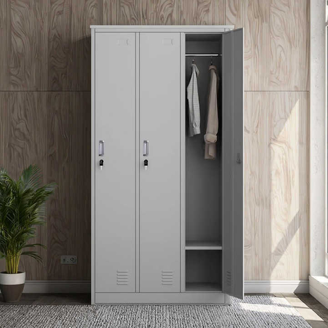 Premium Heavy Duty Steel 3 Door Wardrobe Storage Cabinet for Home Office School Guest Room