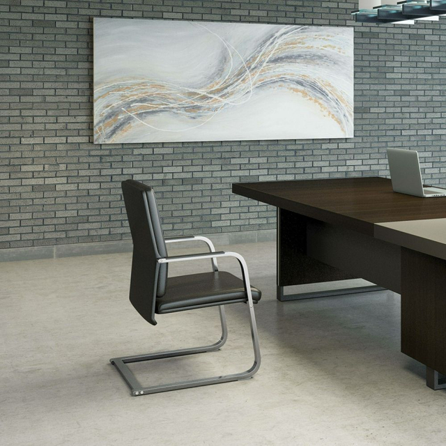 Damage-Free Finish Steel Frame Installation Visitor Leather Ergonomic Office Chair for Reception Areas