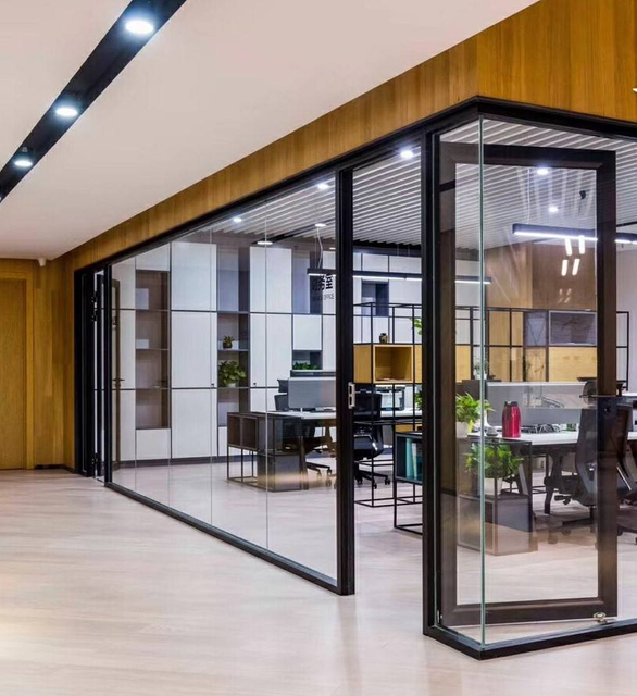 Factory-Standard Materials Soundproof Aluminum Frame Glass Partition Wall System For Office Simple Design