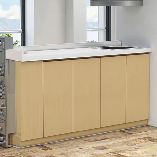 Compact Space-Saving Custom Built-In Kitchen Cabinets with Countertops and Vertical Storage for Studio Apartments