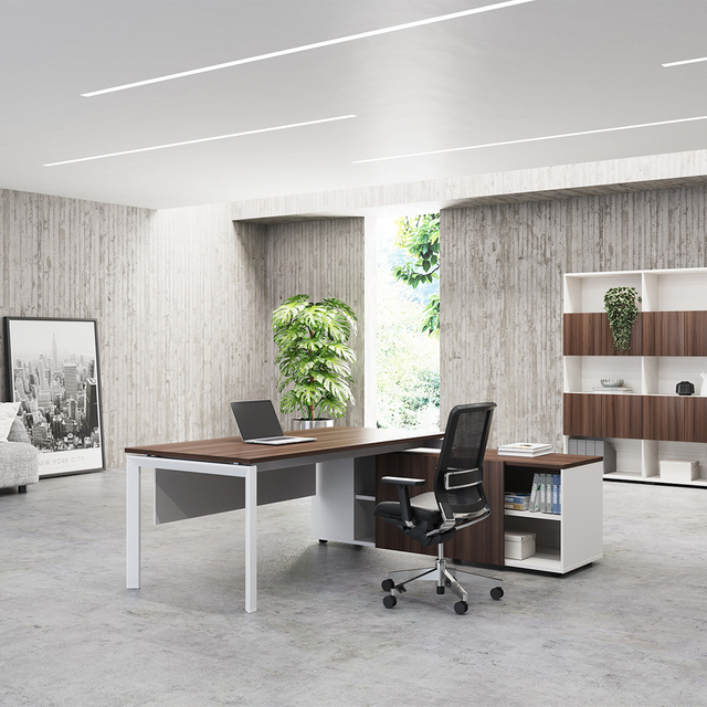 Color Customizable Factory Price Wood Material Working Desks with Auxiliary Cabinet for Office Building and School