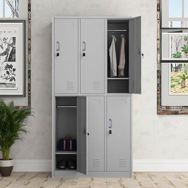 High Quality 6 Door Steel Iron Metal Wardrobe Lockers for School Office Home Guest