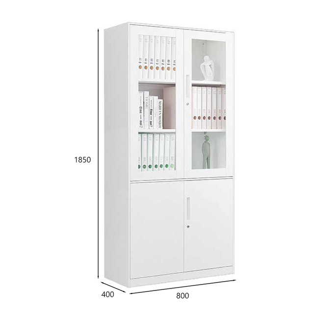 Executive 2 Glass 2 Steel Door Metal Filing Cabinet Dual Access Storage for Corporate Office Bank Law Firm