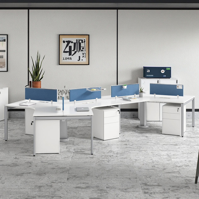 Modular Wooden Office Workstation Modern Executive Desk for 3 to 9 Person Team