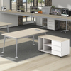 Quality Assurance White Modern Wooden Office Desk Main Table and Movable Cabinet with Drawers for Executive Office