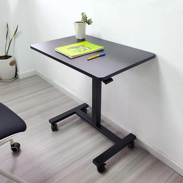 Space Saving up and Down Desk Pneumatic Height Adjustable Laptop Table for Overbed Standing Desk or Side Table