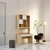 Custom Wood Finish Study Desk with Storage Shelf for Apartments Multifunctional