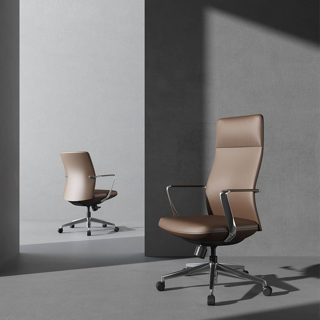 Adjustable Height Ergonomic Executive Work Home Office Furniture Leather Chairs With Wheel
