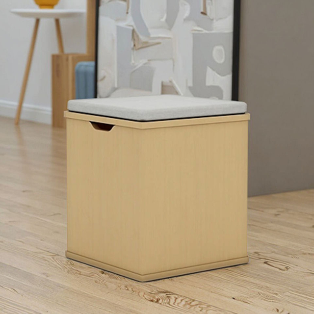Compact square Design Lightweight and Durable Living Room Storage Minimalist Wooden Stool Home Furniture Small Wood Stool