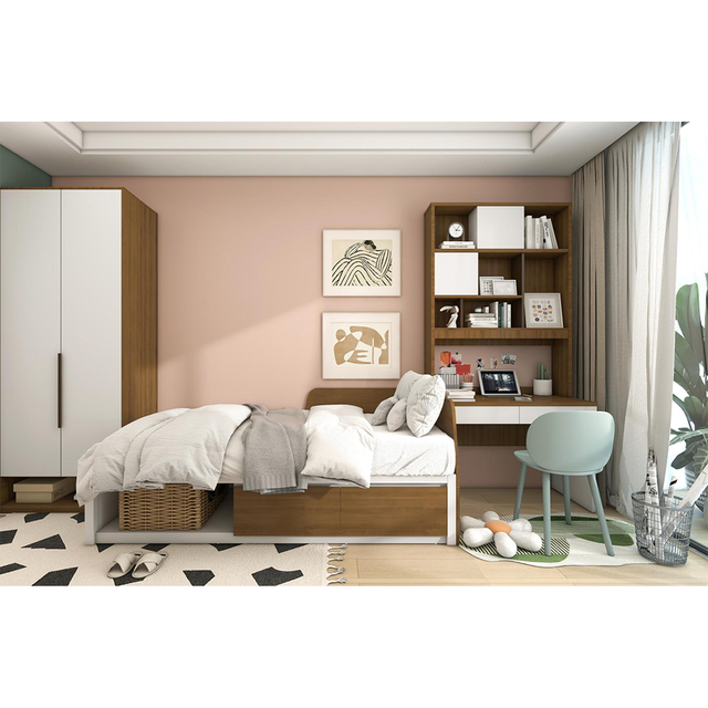 Eco-Friendly Compact Wood Bed for Minimalist Urbanites Wooden Single Bed with Hollow Out Drawer