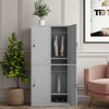 Sturdy 4 Door Steel Wardrobe Cabinet with Shelves for Office School Home Storage