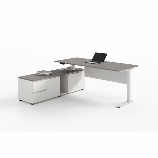Sleek Business Worktable Light Staff Office Desk for Employees Modern with Cable Tray and Sturdy Construction