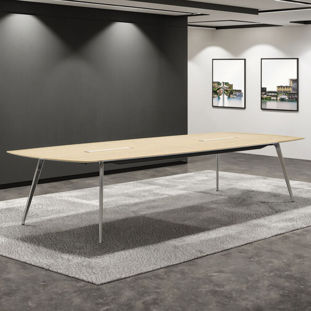 Premium Custom Color Options Solid Wood Painted Tabletop Electroplated Legs Meeting Table