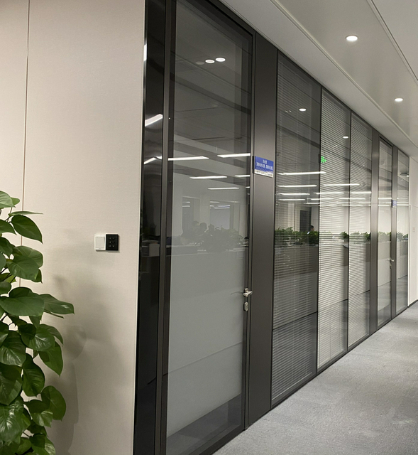 Office Divider Custom Size Transparent Workspace Wall System High End Single Layer Interior Glass Partition