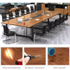 Modern Conference Table Solid Wood Top Steel Base Custom Length Boardroom Desk