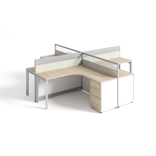 Simple Style Anti-Scratch Surface Worktable Office 4 Person Employee Desk