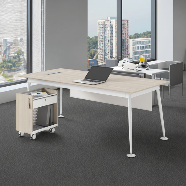 New Design Eco-friendly Wooden Office Table Versatile Luxury Manager's Desk with Storage Cabinet for Sale