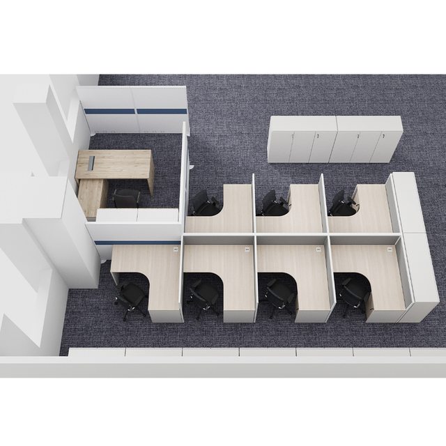 Simple Business Advanced Office Desk for Staff Minimalist Design with Storage Shelf and Power Outlet