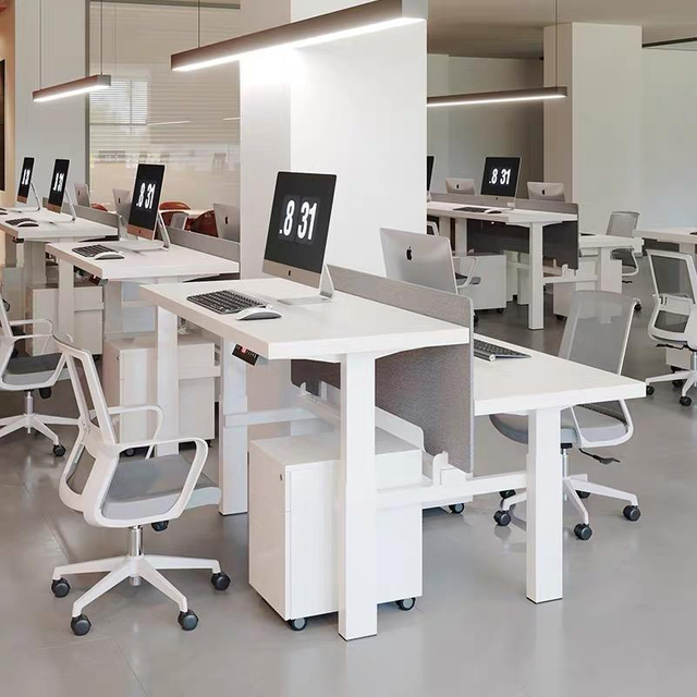 Up and Down Desk Electric Three Section Four Motor Double Seated Table Four-Motor Height Adjustable Workstation