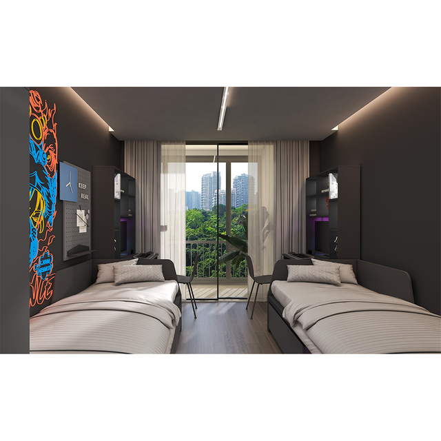 Space-Efficient Customized Apartment Suite for Students & Young Professionals Twin Beds Wardrobe & Shower Cabinet