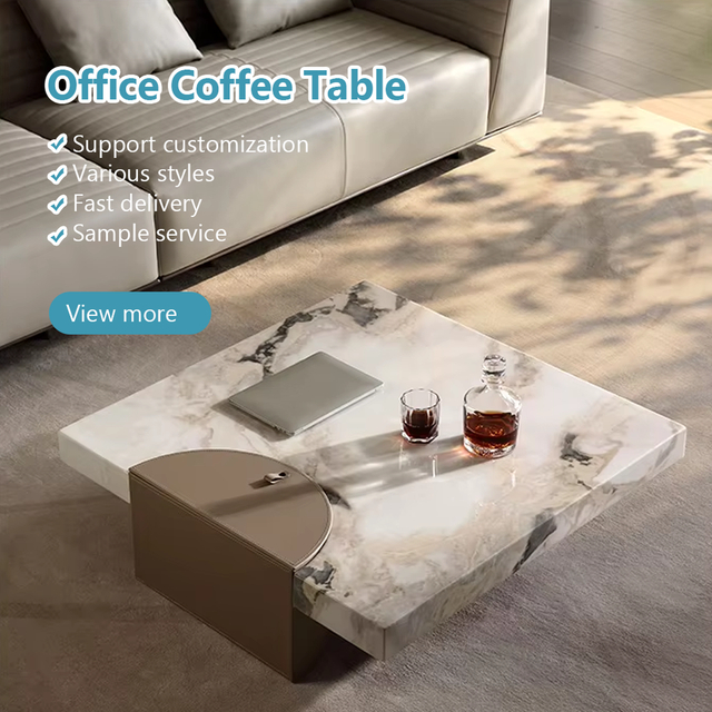 Professional Manufacturer Office Leisure Furniture boss Room French Style Artificial Marble Coffee Table