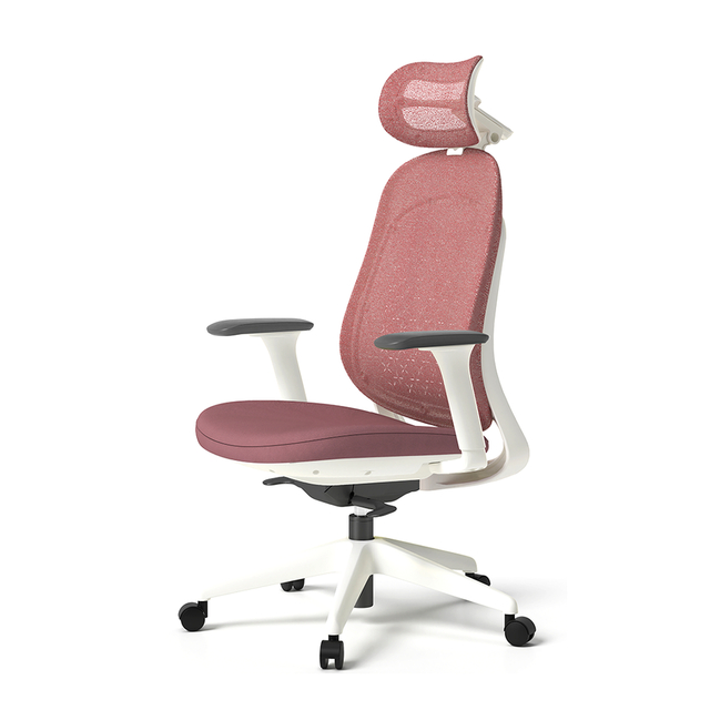 Adjustable Headrest and Armrest of the Seat High Back Mesh Office Chair White with Head Rest