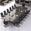 Modern Conference Table Solid Wood Top Steel Base Custom Length Boardroom Desk