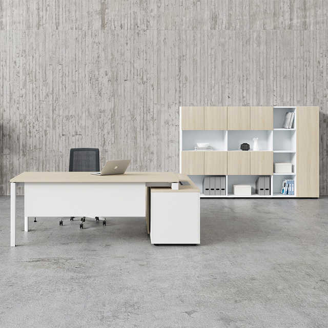 High-quality Customized Modern Basic CEO Office Desk Wooden Main Table with Sub-cabinet for Manager