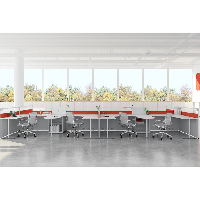 Modern Minimalist Office Reception Desk for Employees Simple Business Style Sturdy Workstation with Storage