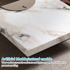 Office Room Faux Marble Top Saddle Leather Accent Storage Function Stainless Steel Base Elegant Centerpiece Modern Coffee Table