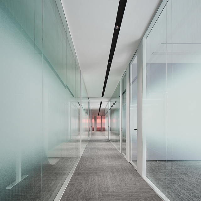 High Performance Clear Panoramic Division System Luxury Tempered Double Glass Office Wall Partition