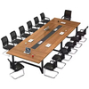Modern Conference Table Solid Wood Top Steel Base Custom Length Boardroom Desk