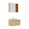 Modern Home Bathroom Renovation by Homeowners & Interior Designers Wood Bathroom Vanity with Soft-Close Drawers