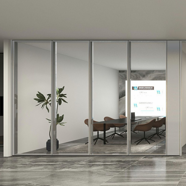 Industrial Black-Framed Glass Divider for Modern Loft Offices,Interior Modular Framed Aluminum Glass Partition for Office Room