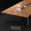 Modern Conference Table Solid Wood Top Steel Base Custom Length Boardroom Desk
