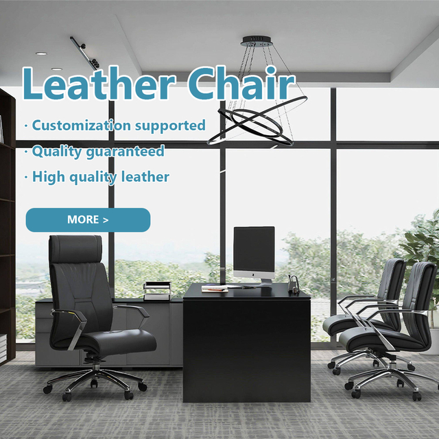 Integrated Lumbar System and Premium Leather Upholstery Smart Leather Chair in the Office for Long-Hour Comfort