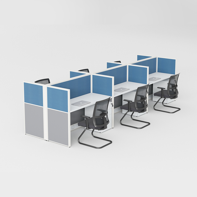 Minimalist Style Professional Office Furniture Desk in Blue Color for Employees Ergonomic Workstation