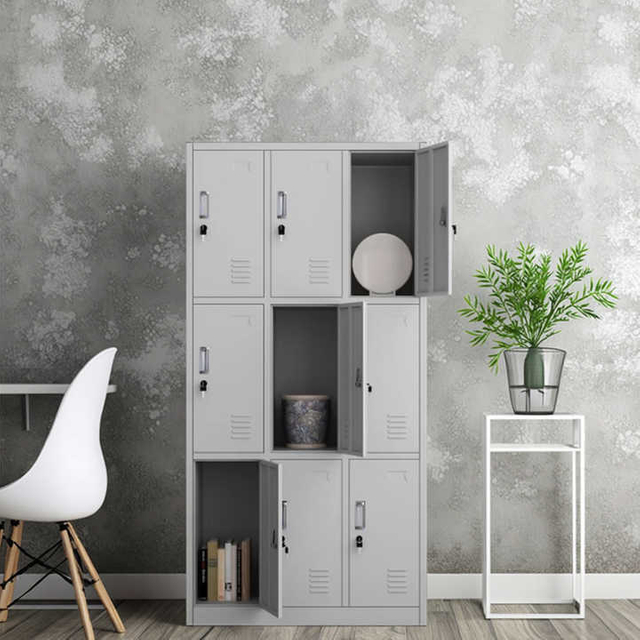 Commercial Grade Metal Multi 9 Door Storage Cabinet Lockers for Office School Home Use and Supermarket Use
