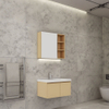 Modern Home Bathroom Renovation by Homeowners & Interior Designers Wood Bathroom Vanity with Soft-Close Drawers