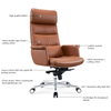 Premium Custom Adjustable Lumbar Support and Leather Upholstery CEO Soft Leather Aluminum Office Chair for Executive Workspaces