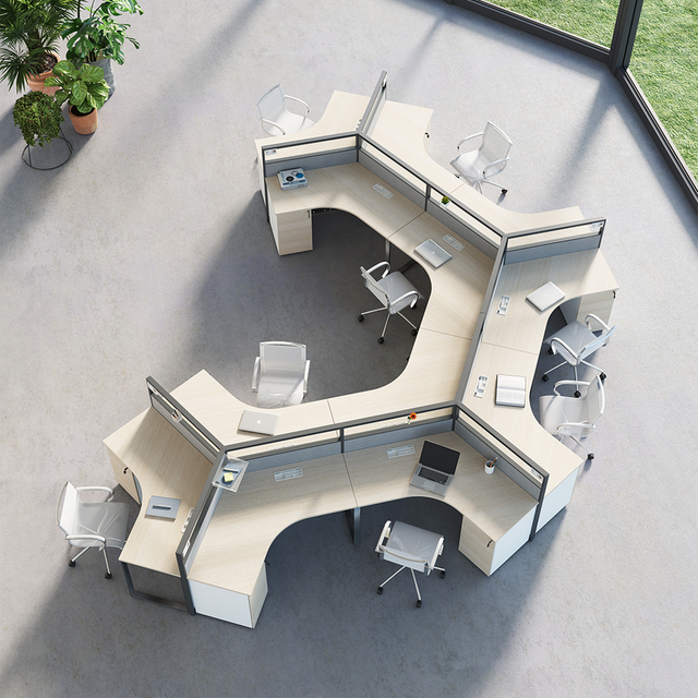 Creative Type Cubicle Staff Table Open Wooden Workstation Modern Office Executive Desk for 3 6 9 Person